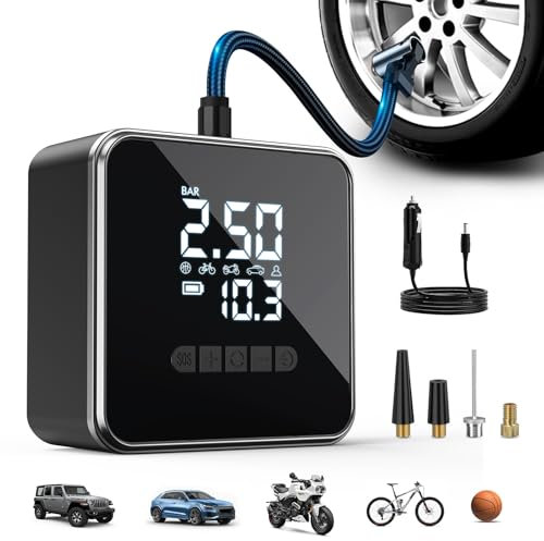 iWarmbase Tyre Inflator Air Compressor, Car Tyre Pump with Digital Pressure Gauge 150 PSI, Electric Bike Pump with Auto Shutoff & LED Light for Car, Motorcycle, Bicycle, Balls