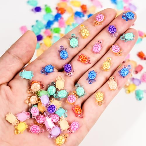 200 PCS Mini Resin Animals Tiny Glow Plastic Turtles Small Crafts, for Dollhouse Aquarium Micro Landscape Potted Fairy Garden Decoration