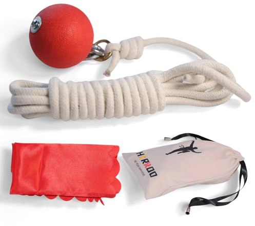 HXRROO Meteor Hammer with Rubber Ball, Trational Chinese Kungfu Fighting Weapon, Martial Arts Equipement