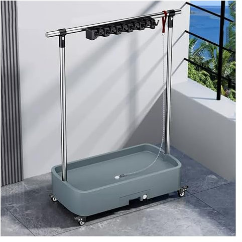 Support de balai mobile et chariot de nettoyage sur roulettes – Support de rangement robuste pour garage, jardin ou placard – Idéal pour un usage domestique et professionnel