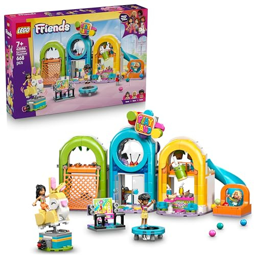 LEGO Friends Parque de Juegos Cubierto - Parque Infantil con Tobogán de Juguete y Piscina de Bolas - Cafetería de Juguete y 3 Mini Muñecas - Regalo de Cumpleaños para Niñas de 7+ Años - 42686