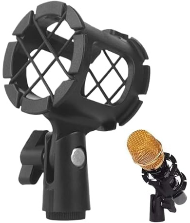 Soporte de montaje en choque de micrófono: clip de soporte antivibración, cañón de suspensión seguro, soporte resistente a prueba de golpes, equipo de grabación estable | Soporte de choque universal