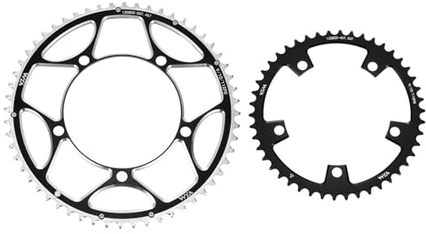 QUARKZMAN 2Pcs 130BCD Plateau De Vélo 46T/56T Rond Étroit Large en Aluminium pour Road Bike Bicycle Chaînes 9/10/11 Vitesses