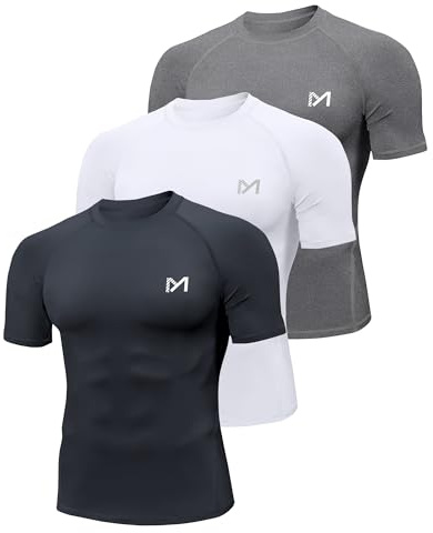 MEETYOO Lot de 2 ou 3–Maillot de Compression Homme,T-Shirt Technique Homme–Respirant, évacue l'humidité,séchage Rapide,idéal pour Le Sport,la Natation et Un Usage Quotidien