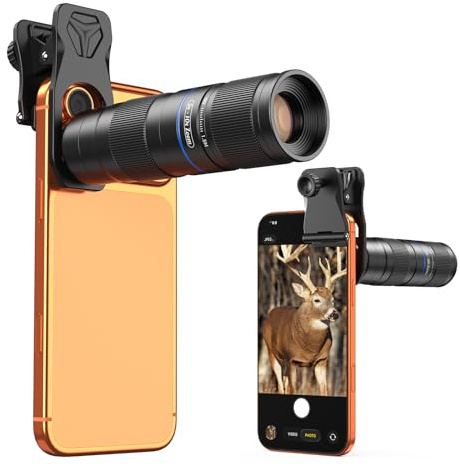 APEXEL Teleobiettivo Zoom Compatto 5x-10x per Cellulari con Clip Universale, Lente Multistrato Adatta per iPhone 17/16/15..., Samsung, Pixel e Altri Smartphone,Nero