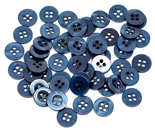 50 x Navy Colour Resin Round 11mm Buttons with 4 Holes for Shirts Clothes Sewing, Scrapbook Art