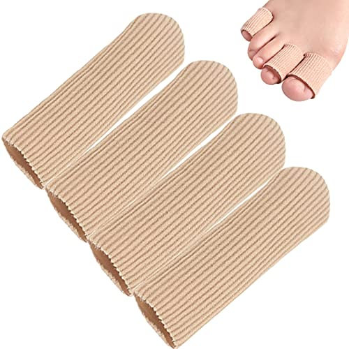 MQFORU Cuttable Gel Toe Protectors, Silicone Toe Protectors for Women Men, 4PCS Toe Caps with Elastic Fabric and Gel Lining for Running, Walking, Prevent Friction(S)