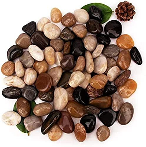 [18 Pounds] Aquarium Gravel River Rock, Natural Polished Decorative Gravel,Garden Outdoor Ornamental River Pebbles Rocks, Polished Gravel, Mixed Color Stones,for Landscaping, Vase Fillers (20)