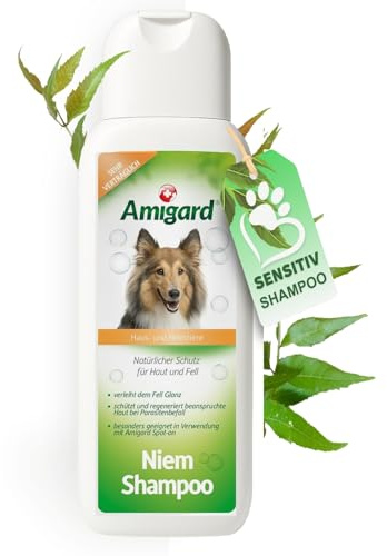 Amigard Hundeshampoo Sensitiv – Natürliches Hunde Shampoo mit Neemöl – Sanfte Pflege bei Juckreiz & Hautirritationen – ohne Duftstoffe – 250 ml