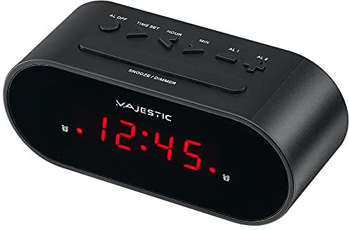 Majestic SVE 235 - Sveglia digitale display LED, doppio allarme, snooze, nero