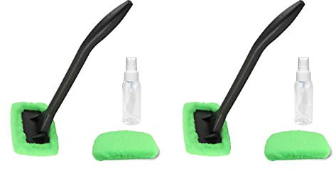 PRIMESTARZ Limpiador de parabrisas (paquete de 2) con 4 capó de microfibra, 2 botellas de pulverización, juego de 8 piezas de cabezal giratorio, limpiador de ventanas de vidrio para el hogar