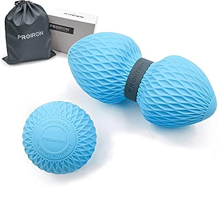 PROIRON Massage Ball 2er Set Silikon Selbstmassage, Peanut Duo Massagebälle und Lacrosse Faszienball für Faszien Training, Handtrainer Handgriff Ring Besseren Griffkraft(Blau)