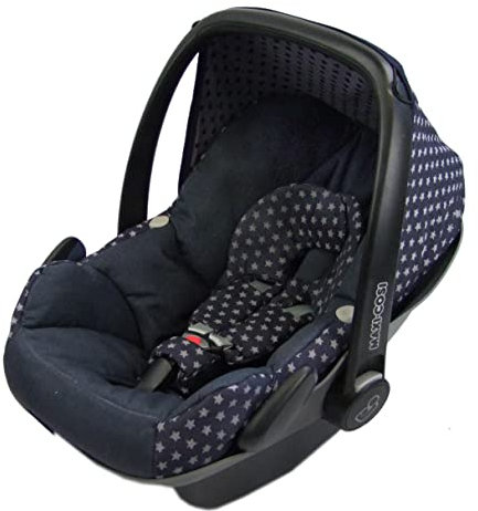 BAMBINIWELT Bezug Ersatzbezug kompatibel mit Maxi-Cosi Pebble für Babyschale 5-tlg Komplett-Set (marine Sterne)