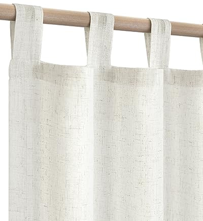 KOUFALL Short Curtains for Bathroom Window,Boho Linen Cafe Sheer Small Window Curtains for Bedroom,Cream Ivory Off White