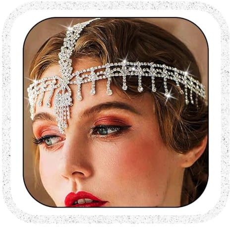 IYOU Cerchietto da Donna Anni '20 con Strass Argento Testa Vatena Nappa Copricapo da Sposa Gatsby Partito Pezzi di Capelli Gioielli per Sposa e Damigella D'onore
