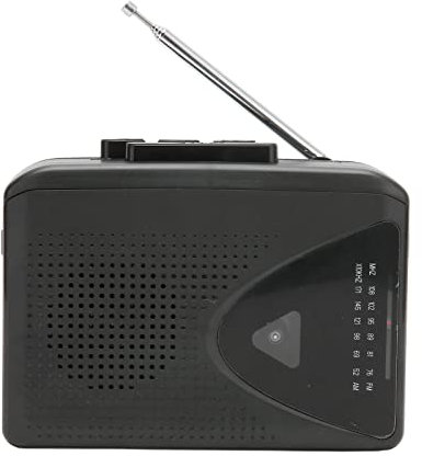 Lecteur de Cassettes Vintage, Enregistreurs Radio FM Am Rétro Stéréo 2 Méthodes de Charge Lecteur de Bande Portable avec Haut-Parleur Transparent pour Intérieur Extérieur