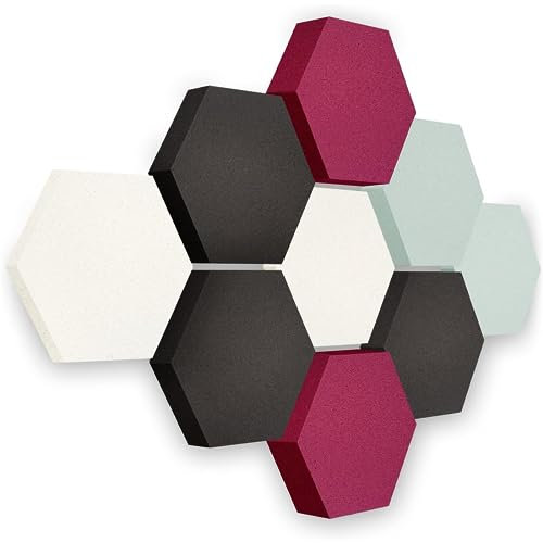 platino24 Akustikpaneele 9 Elemente Edition LOFT 3D I Ø 300mm Akustikplatten Schalldämmung Wand & Decke I Akustikschaum Schall-Absorber aus Basotect 30-70mm mit farbiger Akustikbeschichtung