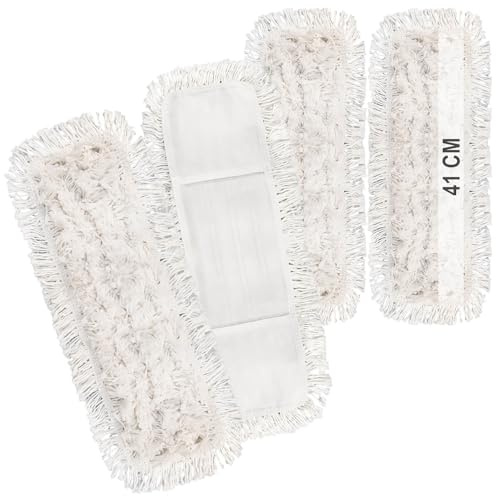 com-four® 4X Premium-Wischtuch - professionelles Mikrofaser Ersatz-Tuch für Bodenwischer - Reinigungslappen für Wischer mit 41 cm Breite - Wischbezüge waschbar bis 60°C (4 Stück - weiß - 41cm)