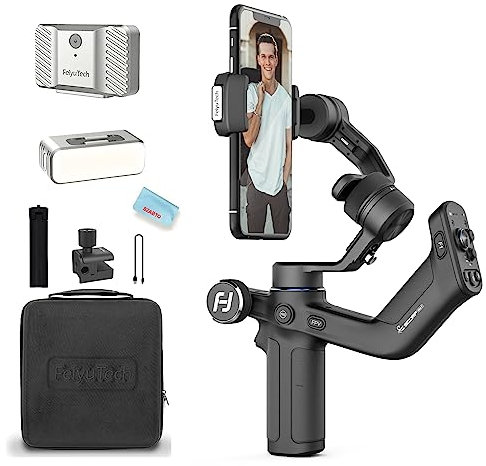 Feiyu SCORP Mini P Kit,Gimbal pour Smartphone,Stabilisateur de téléphone AI Tracking,Balancier pour iPhone 15 Pro Max et Android, avec Charge PD et Bouton Multifonction,Charge utile maximale 1.15 LB