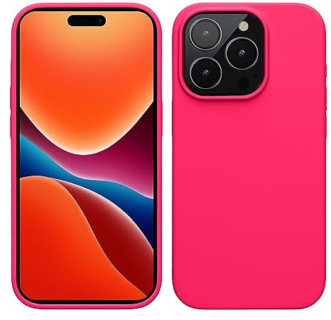 kwmobile Carcasa para iPhone 15 Pro Funda - Case TPU y Silicona para Smartphone con Interior de Microfibra - Suave Protector antigolpes para móvil - Rosa neón