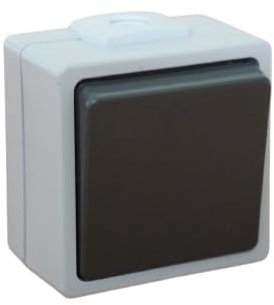 N&L 1x Aufputz Taster, IP54, spritzwassergeschützt, grau