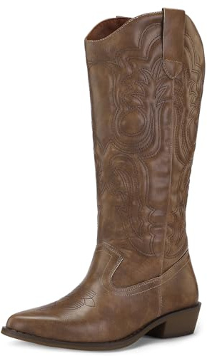 mysoft Cowboy Boots for Women Mid Calf Western Cowgirl Country Shoes