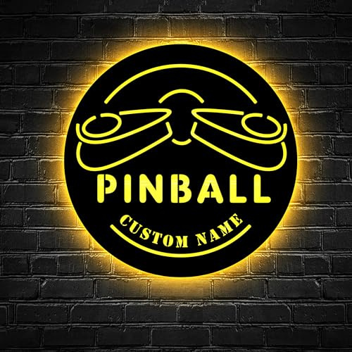 Pinball metall väggkonst LED-ljus, arkad metallskylt, anpassad namnskylt, spel LED-skylt, pinball älskare, spelrumsdekor, mansgrotta skylt