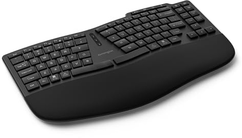 Kensington K75491ES - Teclado TKL Pro Fit Ergo KB675 EQ Recargable Inalámbrico 2.4GHz, Bluetooth, Compatible con Windows y macOS, Compuesto por un 45% de Plástico Reciclado Posconsumo