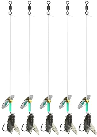 Lot de 5 appâts de pêche à la mouche - Accessoires de pêche à la mouche - Appâts de pêche pour saumon, truite arc-en-