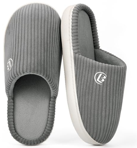 LongBay Women’s Warm Slippers Comfy Corduroy Memory Foam Slip On House Shoes Indoor Outdoor Non-Slip Sole