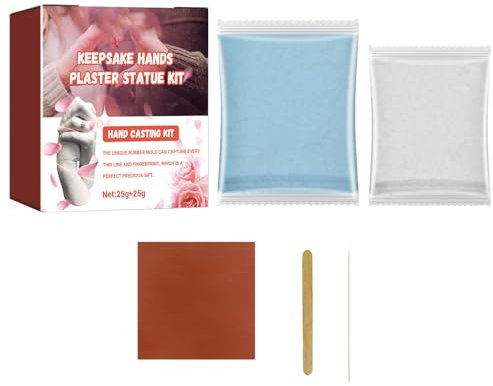 KOAHDE DIY Handabdruck-Set,Gipsabdruck Set Hände Paar,Handform für Paare,Andenken Hands Casting Kit Gips,Gießset für Hände,Pulver für Gips,Bastelgeschenk für Paare,Alginat für Handformen,25G+25G