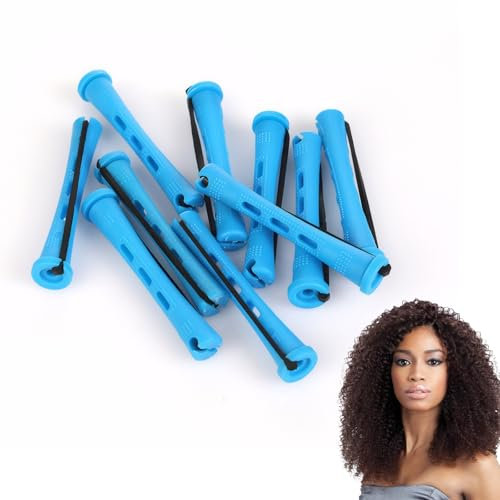 60 Stück Lockenwickler Klein,0.35in Lockenwickler Dauerwelle,Dauerwellen Wickler Klein,Mini Lockenwickler,für Den Einsatz zu Hause,Im Salon und Auf Reisen (Blau)