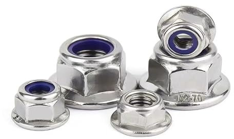 Contratuerca, tuercas autoblocantes DIN6926 Tuerca con brida hexagonal de acero inoxidable 304 con una estera antideslizante Tuerca de bloqueo de nailon M3-M12(M10 (5 piezas))(M4 (20Pcs))