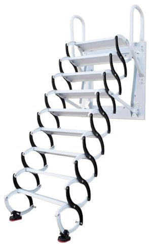 Escalera plegable para ático de pared, diseño extraíble, antideslizante, capacidad de carga de 660 libras, ahorra espacio, escalera plegable para interiores y exteriores para un fácil acceso