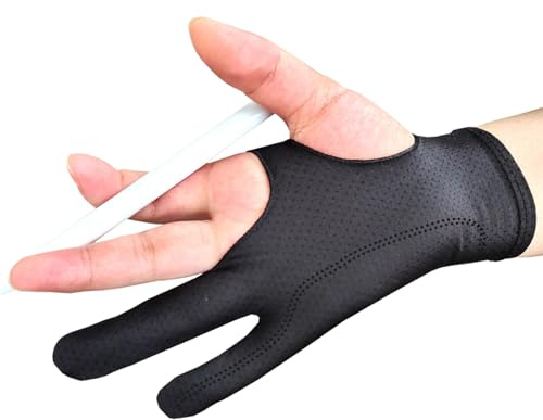 Guante de dibujo para tableta, guante de de dos dedos, protector contra manchas, antitacto, para tabletas digitales y blocs de boceto, dibujo cómodo para papel y pantallas, para trazos
