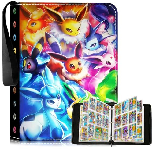 Album Cartas Coleccionables,Card Binder con 18 Bolsillos para 900 Cartas,PU Impermeable Alta Definición y Transparente con Cremallera,Para Tarjetas de Tamaño Estándar