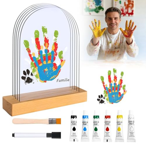 Kit Impronte di Mani di Famiglia, Cornice Impronta Mani e Piedi Neonati con Spazio, Cornice Decorativa Kit Impronte Famiglia, Idee Decorazione Neonati Cornice, per Regali di Nascita, Nuovi Genitori