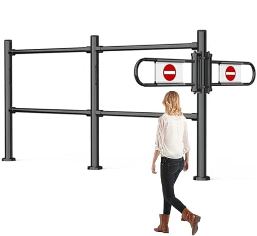 Puerta de seguridad de acero inoxidable para supermercados, barrera de acceso peatonal de metal con puerta batiente, dispositivo sin paso para entradas de tiendas y almacenes, color negro, 180 x 100