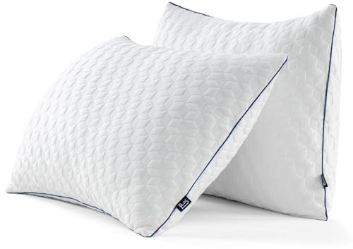 BedStroy 2 Pack Pillows Shredded Memory Foam Pillow, Hypoallergenic Hotel Style, Adjustable Ultra Soft Microfibre Fill, Machine Washable (51x66cm)