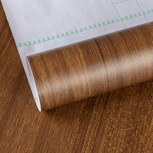 TOTIO självhäftande film möbelfolie i brun valnötskorn-design 80 cm x 8 m matta förtjockning vattentät designfilm gör-det-själv självhäftande väggdekal vinyl dekorativ film för lägenheter hus