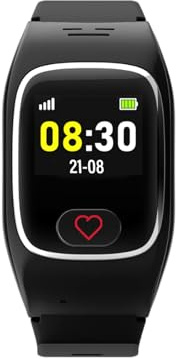 James - Reloj de emergencia B8 para personas mayores con colgante para reloj norufuhr - GPS, detección de caídas, botón SOS, funciones de salud, alarma fuerte - Negro - Incluye SIM y 2 meses gratis