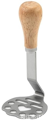 Pilon à Pommes de Terre en Inox Massif, Presse-purée avec Manche en Bois Ergonomique – Parfait pour Purée, Soupe et Aliments Bébé