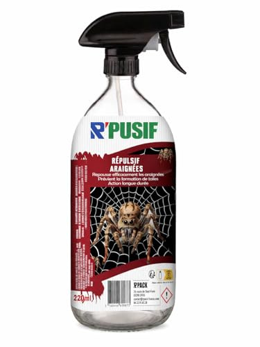 R'Pulsif Répulsif Anti-Araignée Spray – Anti Araignées Puissant pour Maison et Jardin – Protection Longue Durée – Intérieur/Extérieur – Sans Taches (220 ML)