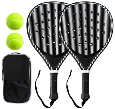Pickleball Paddles - Carbon Fiber Racket Set | Beach & Outdoor Paddle Tenni | 18.31x10.24 Inch Durable Rackets with Balls & Carry Bag for Kids, Adults, Beginners, Family Training & Beach Vacation