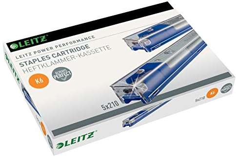 Leitz PETRUS 55910000 - Caja 5 cartuchos grapas galvanizadas para gruesos k6 azul (25 hojas) para modelos 5550 y 5551