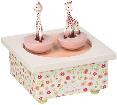 TROUSSELIER - Sophie la Girafe. - Boîte à Musique Dancing - Idéal Cadeau de Naissance - 2 Figurines Amovibles - Fonctionnement Simple - Musique Feelings - Colori Rose