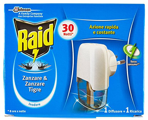 Raid Liquido Elettrico - Insetticida Antizanzare - 1 Diffusore + 1 Ricarica Inclusa - 21 ml