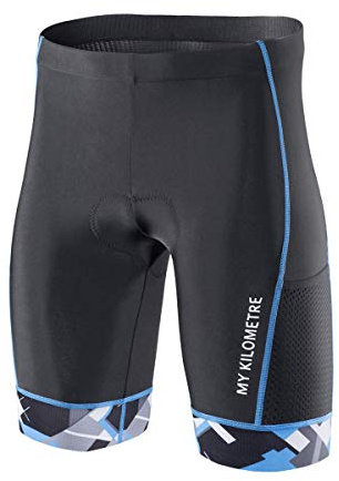 MY KILOMETRE Pantalones Cortos de Triatlón para Hombre - Culotte Ciclismo Profesionales con 2 Bolsillos Secado Rápido y Resistente para Natación, Ciclismo y Running