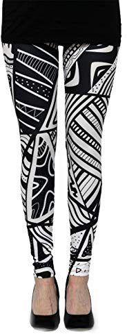 cosey - Bunte Bedruckte Motiv-Leggings (Einheitsgröße) - Design Zentangel