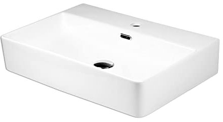 Waschbecken Keramik Wandwaschbecken rechteckig 600 x 420 x 130mm weiß Komplettset